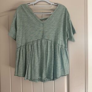American Eagle Outfitters Sage Green Peplum Tee